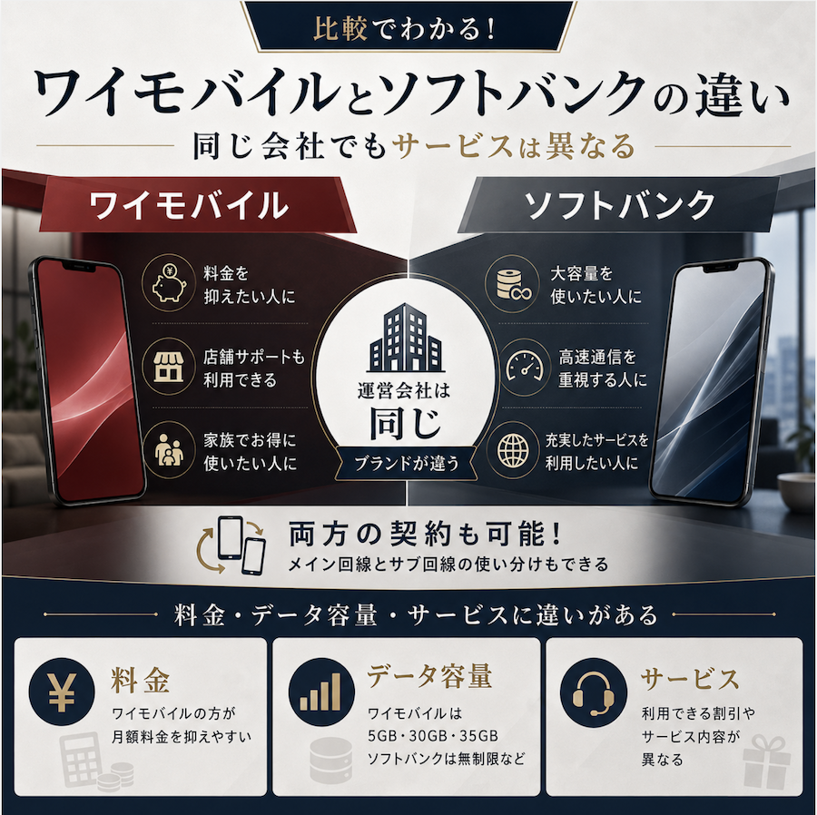 ソフトバンク ワイ モバイル 違い